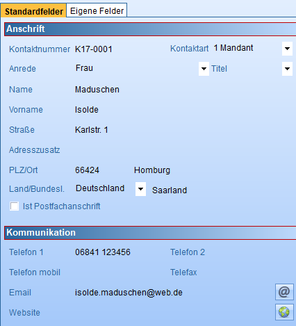 1. Stammdaten des Kontakts